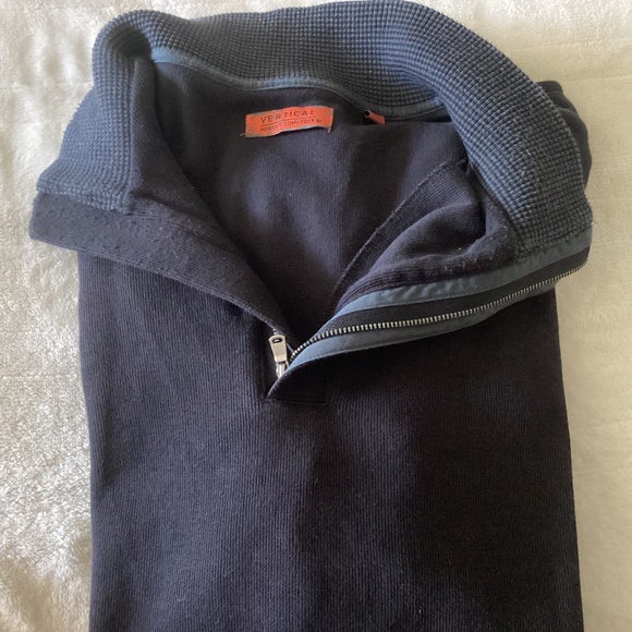 MENS ROBERT COMSTOCK VERTICAL BLACK 1/4 ZIPPER PULLOVER Size Large-Nice - Picture 2 of 8